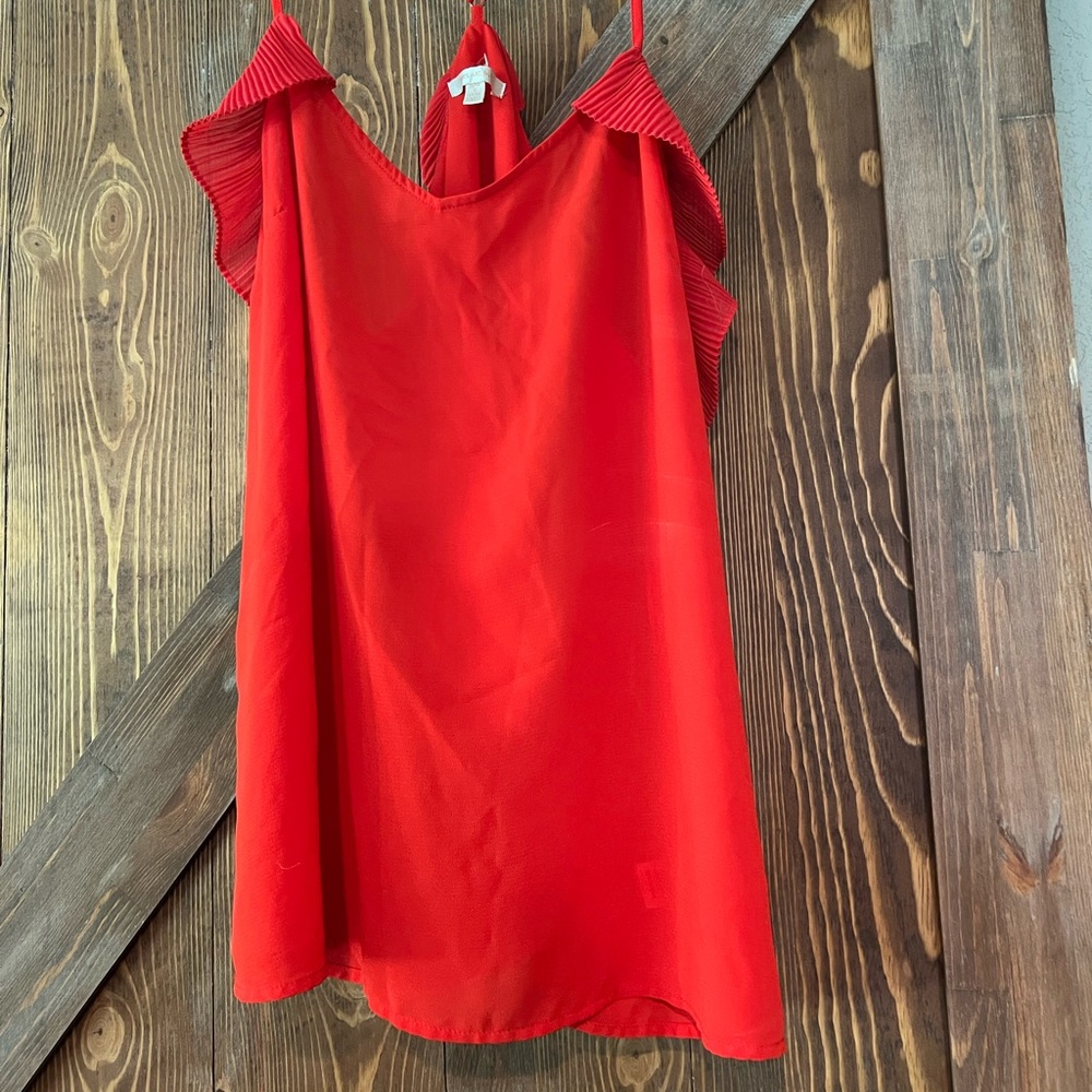 Red Skies are Blue ruffled tank top